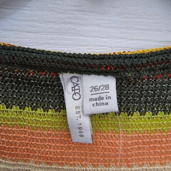 Cato Plus Striped Multicolor Duster Cardigan Vest Jacket Cover Up Swim Long 26W - Picture 7 of 7